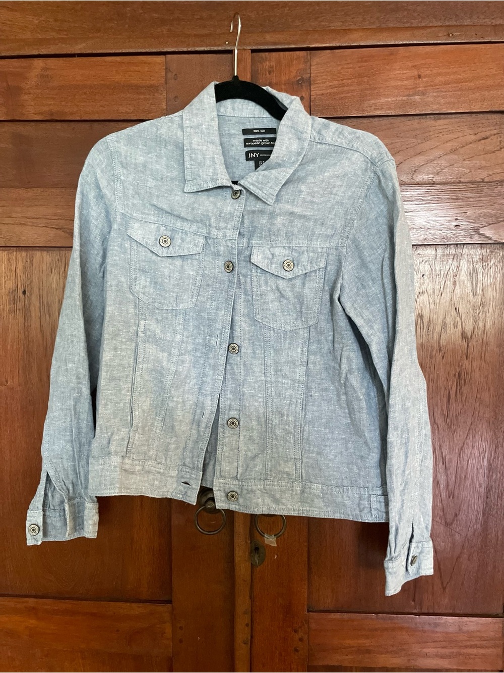 Jones New York Light Blue Linen Jean Jacket
